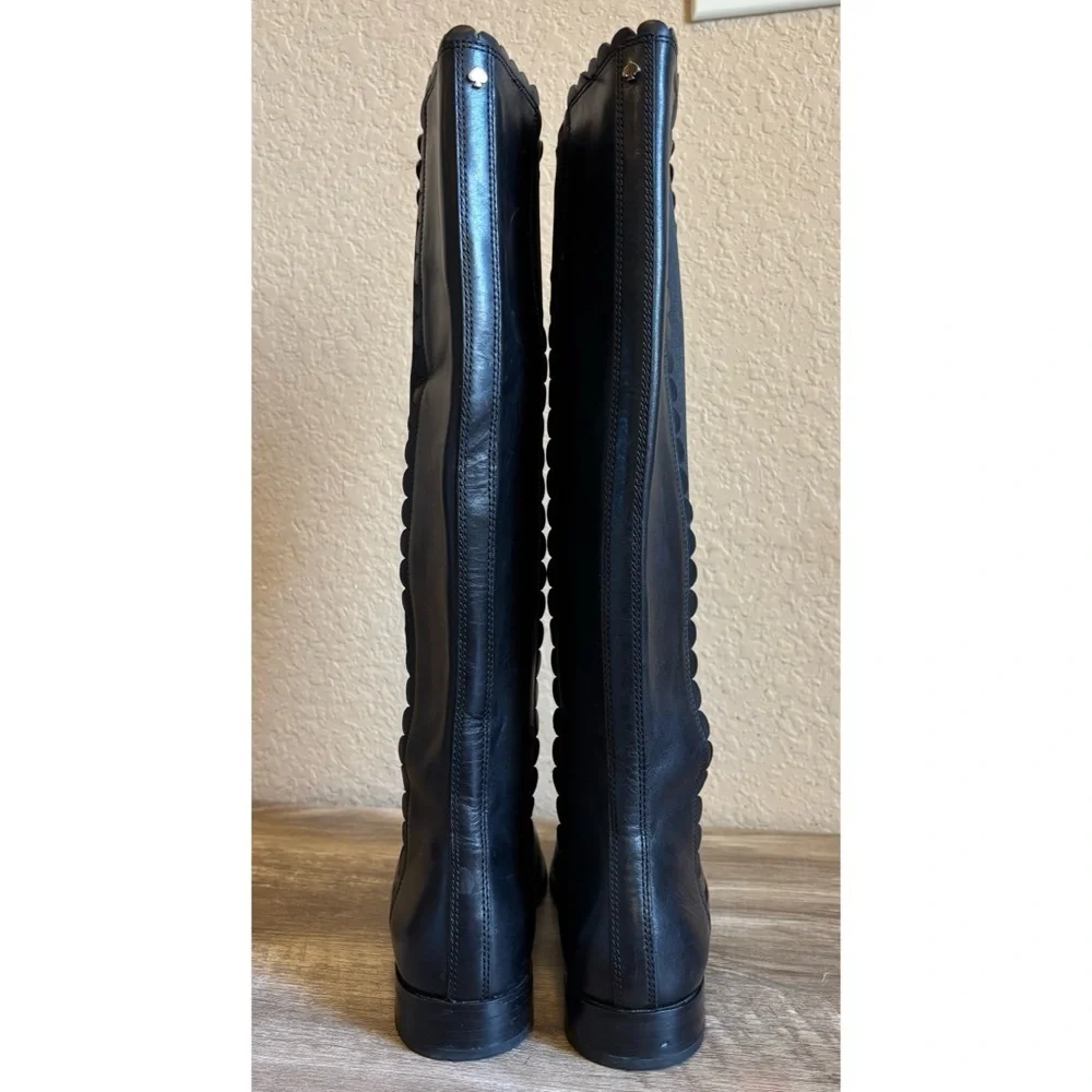 Kate Spade Rayna Black Tall Leather Boots Womens size 8.5